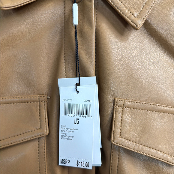 Jason Wu Flap Patch Pocket Faux Leather In Camel Jacket Women's Size Large - Picture 6 of 9